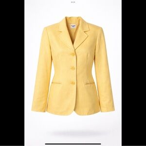 Mary McFadden Yellow Linen Blazer 10P Petite Tailored Spring Summer Jacket